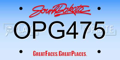 OPG475 South Dakota License Plate