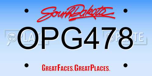 OPG478 South Dakota License Plate