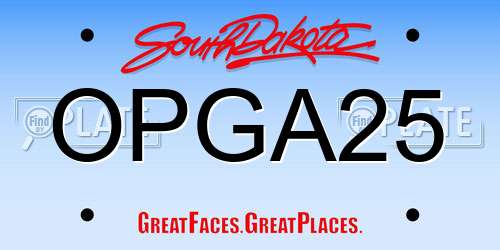OPGA25 South Dakota License Plate