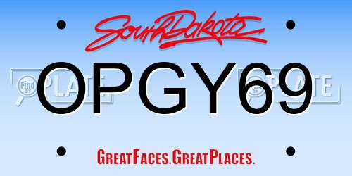 OPGY69 South Dakota License Plate