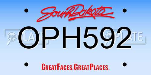 OPH592 South Dakota License Plate