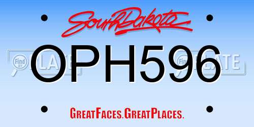OPH596 South Dakota License Plate
