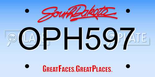 OPH597 South Dakota License Plate