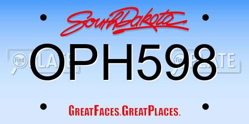 OPH598 South Dakota License Plate
