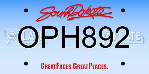 OPH892 South Dakota License Plate