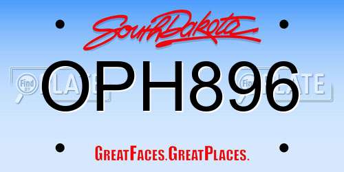 OPH896 South Dakota License Plate