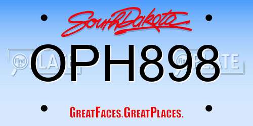 OPH898 South Dakota License Plate