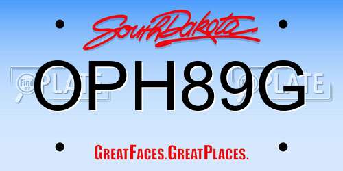 OPH89G South Dakota License Plate