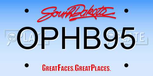 OPHB95 South Dakota License Plate