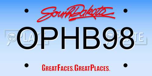 OPHB98 South Dakota License Plate