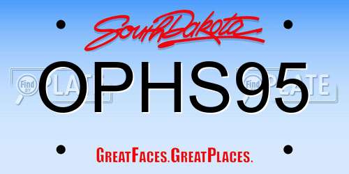 OPHS95 South Dakota License Plate