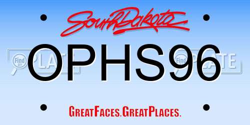 OPHS96 South Dakota License Plate