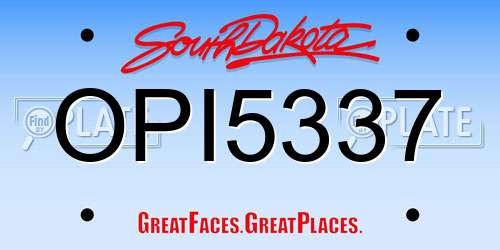 OPI5337 South Dakota License Plate