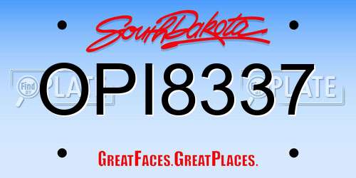 OPI8337 South Dakota License Plate