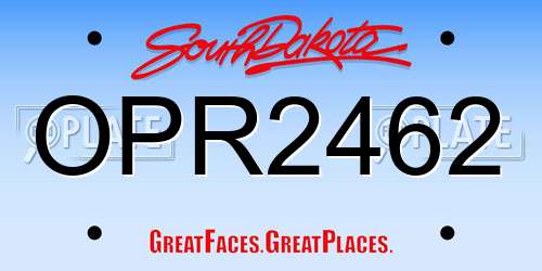 OPR2462 South Dakota License Plate