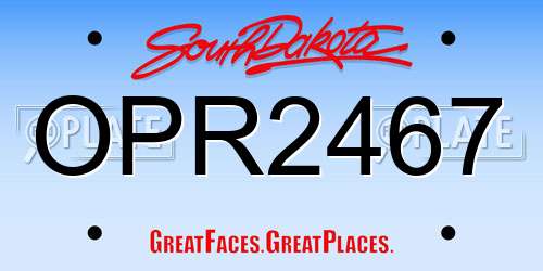 OPR2467 South Dakota License Plate