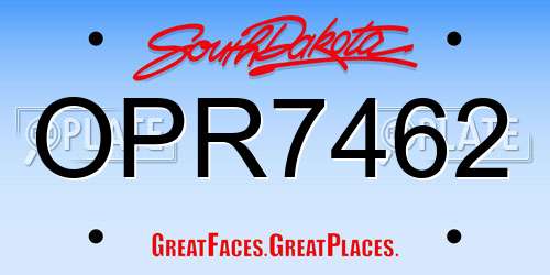 OPR7462 South Dakota License Plate