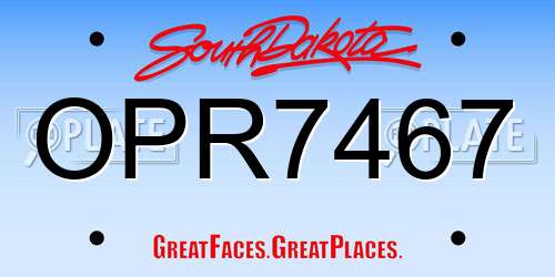OPR7467 South Dakota License Plate