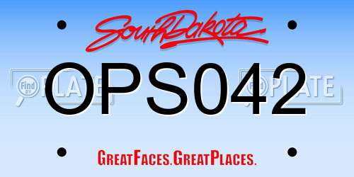 OPS042 South Dakota License Plate