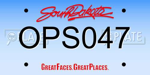 OPS047 South Dakota License Plate