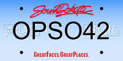 OPSO42 South Dakota License Plate
