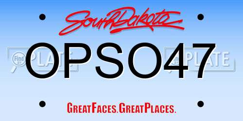 OPSO47 South Dakota License Plate
