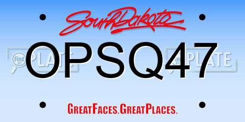 OPSQ47 South Dakota License Plate