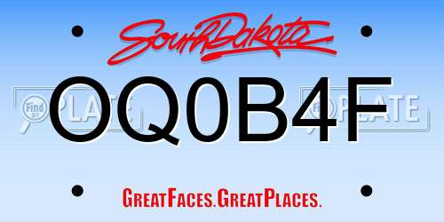 OQ0B4F South Dakota License Plate