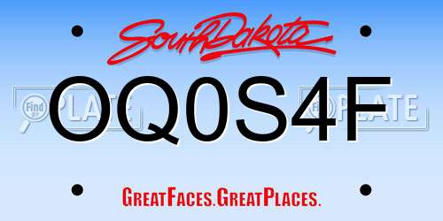 OQ0S4F South Dakota License Plate
