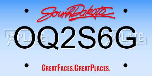 OQ2S6G South Dakota License Plate