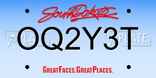 OQ2Y3T South Dakota License Plate