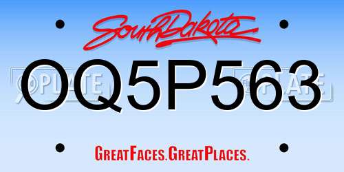 OQ5P563 South Dakota License Plate