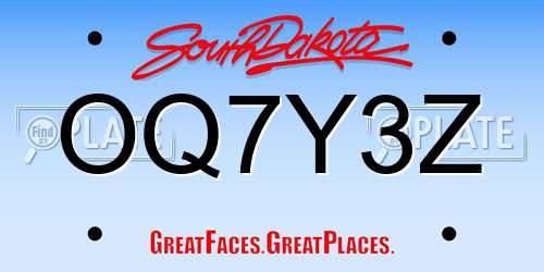 OQ7Y3Z South Dakota License Plate