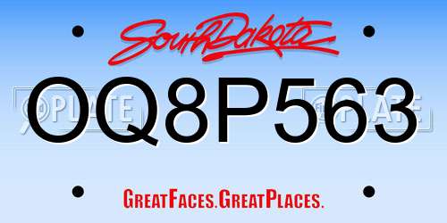OQ8P563 South Dakota License Plate