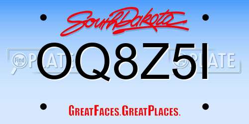 OQ8Z5I South Dakota License Plate