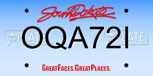 OQA72I South Dakota License Plate