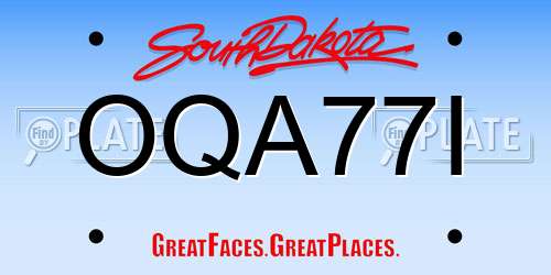 OQA77I South Dakota License Plate