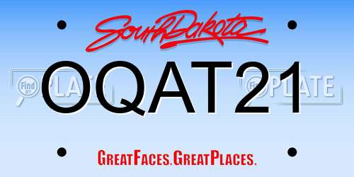 OQAT21 South Dakota License Plate