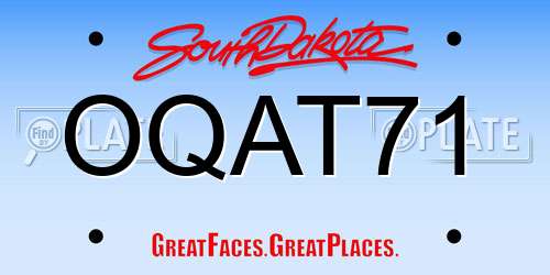 OQAT71 South Dakota License Plate