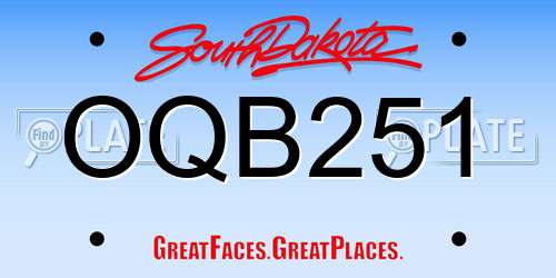 OQB251 South Dakota License Plate
