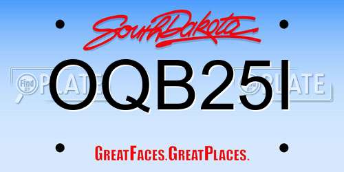 OQB25I South Dakota License Plate