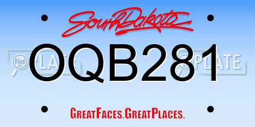 OQB281 South Dakota License Plate
