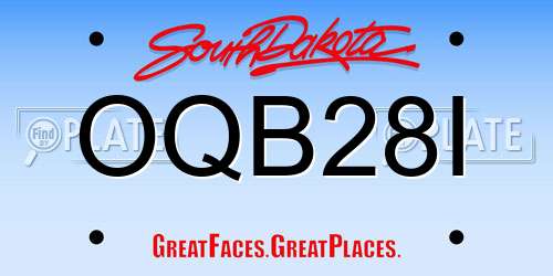 OQB28I South Dakota License Plate