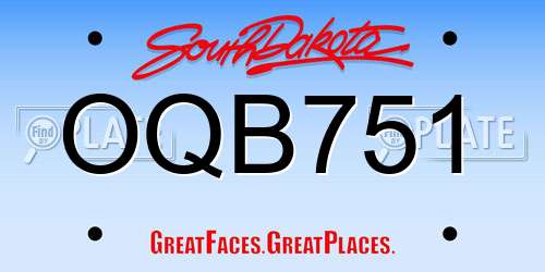 OQB751 South Dakota License Plate