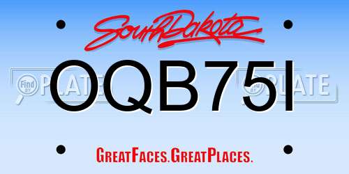 OQB75I South Dakota License Plate