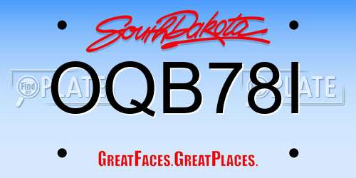 OQB78I South Dakota License Plate