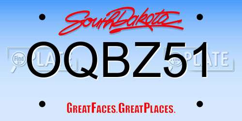 OQBZ51 South Dakota License Plate
