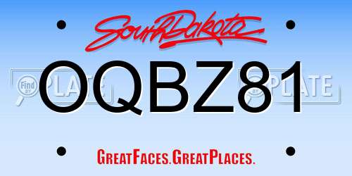 OQBZ81 South Dakota License Plate