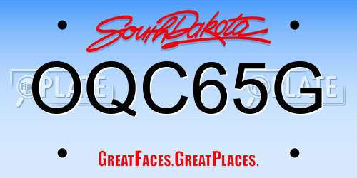 OQC65G South Dakota License Plate