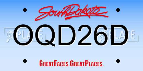 OQD26D South Dakota License Plate